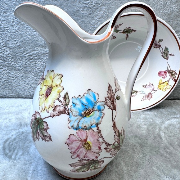 Vintage Japan Pitcher Bowl Set Floral Ceramic Mid Century Cottage Botanical - Picture 9 of 12